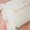 Housse de coussin Bonjour brodée soleil