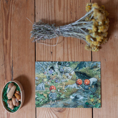 Carte postale les elfes de la forêt le ruisseau