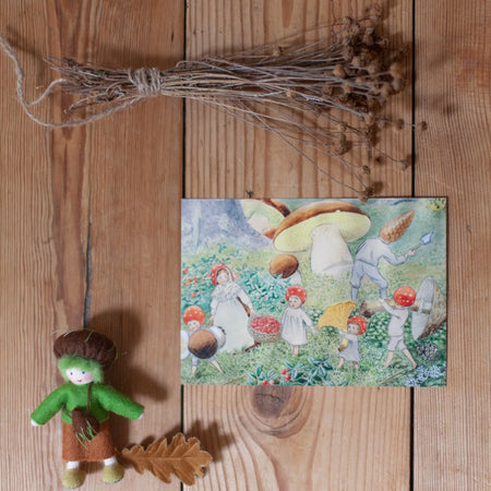Carte postale les elfes de la forêt la cueillette