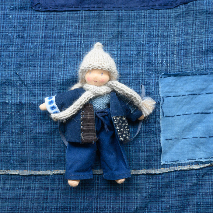 Collection 20 ans- Mini boros tissus japonais anciens- cheveux blancs beiges