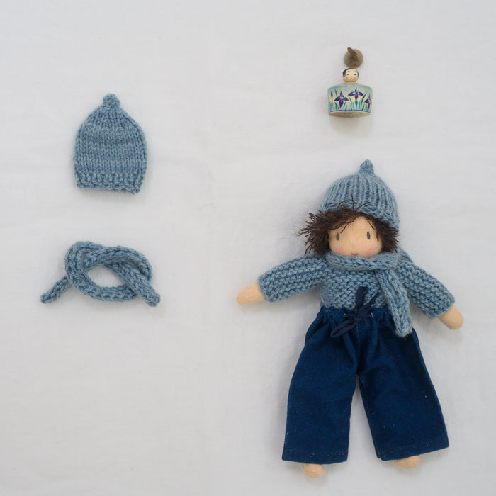 Set écharpe et bonnet mini indigo