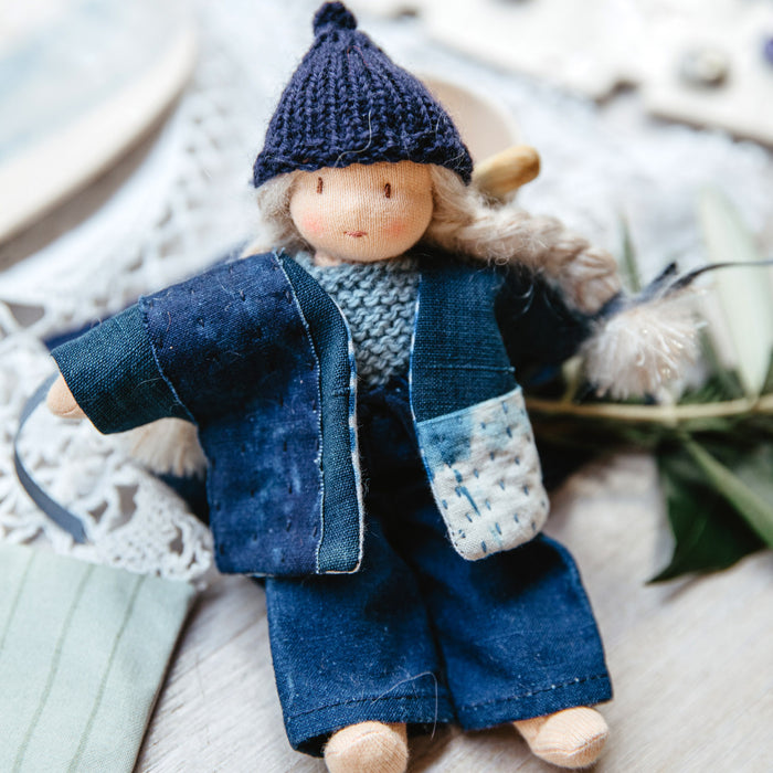 Collection 20 ans- Mini boros tissus japonais anciens- cheveux blancs beiges