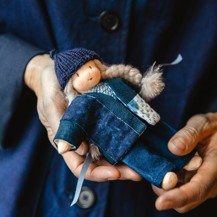 Collection 20 ans- Mini boros tissus japonais anciens- cheveux blancs beiges