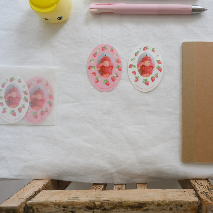 Stickers médaillon fraise